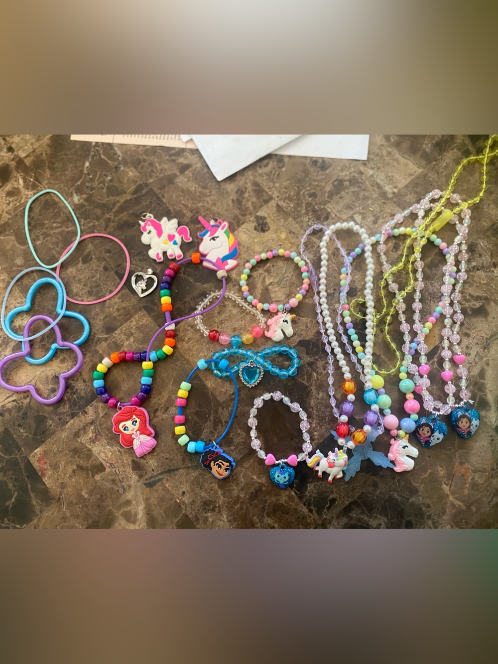 Colorful Kids Unicorn & Gabby Doll house Bead Jewelry Set 20 pieces